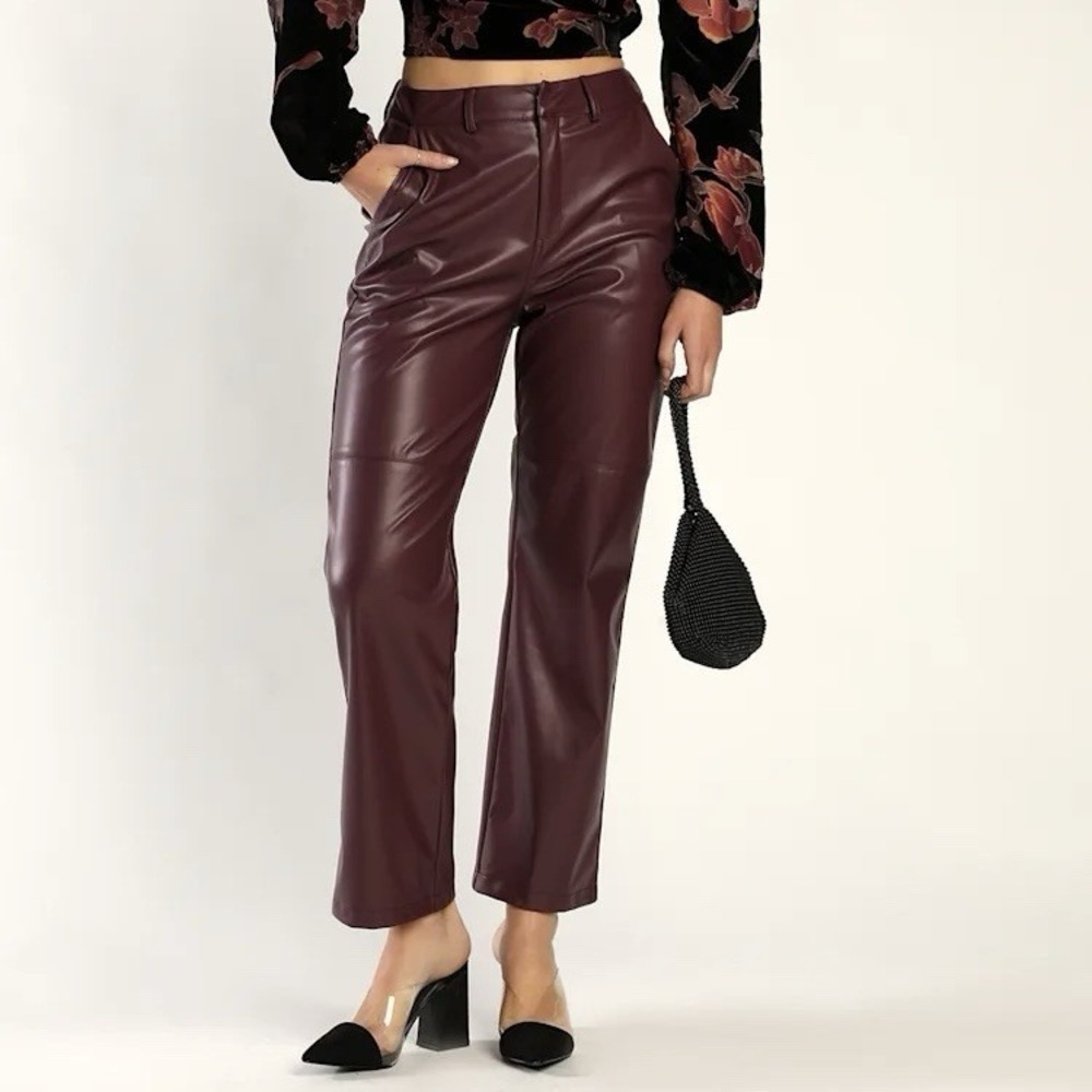 NWT Lulus Faux Vegan Leather Pants Women's Medium Brown Keep It Trendy 28x28